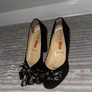 Miu Miu Black Heels with Elegant Bow Detail